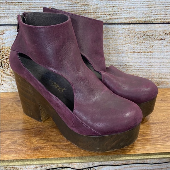 Free People Wine Rear Zip Platform Clog Size 8 - Picture 4 of 15